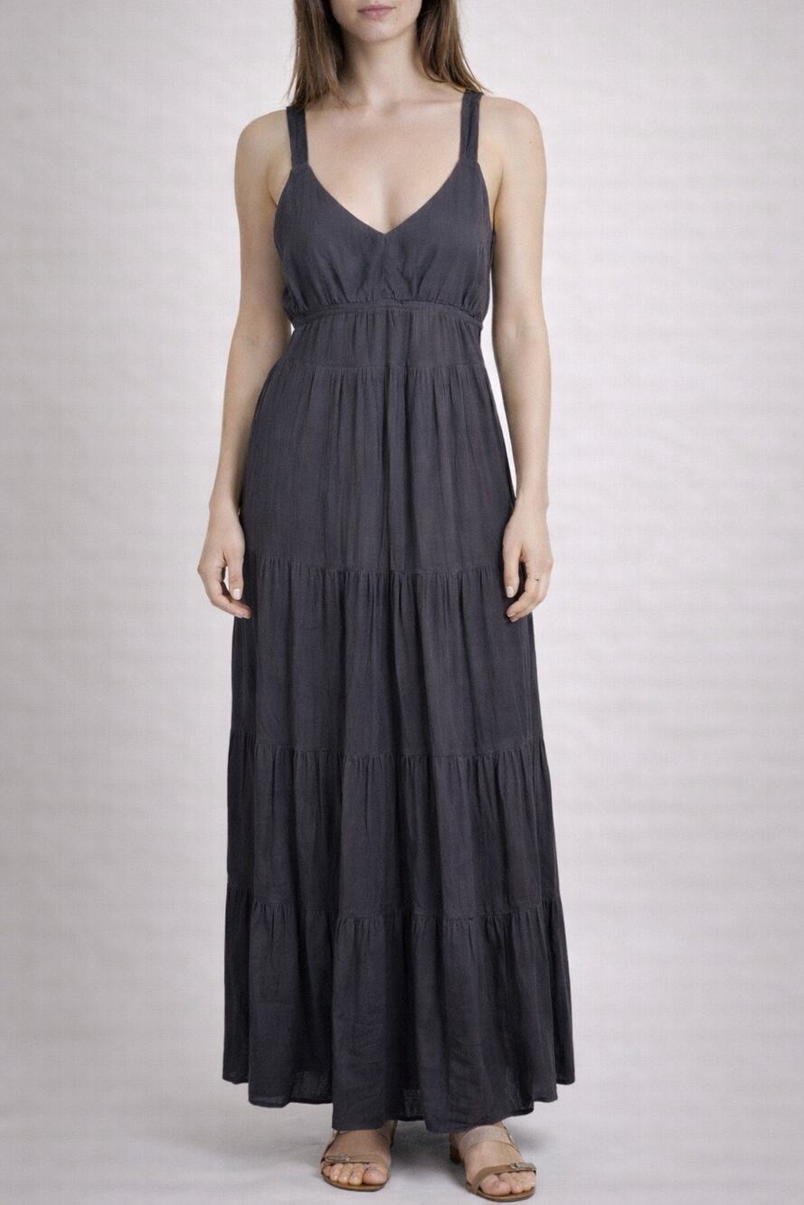 Hyfve Sz M Black Gauzy Tie Back Maxi Dress Beach Resort Vacation